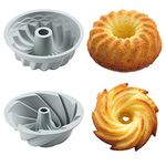 BesoAbrazo 6 Inch Bundt Cake Pan Nonstick Silicone Jello Fluted for Baking, Perfect Result Mini Mold Bundle, Set of 2, Blue