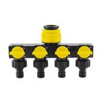 HASTHIP® 4-in-1 Faucet Splitter with Separate Valve Control, Universal Garden Hose Splitter, Garden Hose Connector Adapter, Multi-Outlet Tap Splitter for Outdoor Watering and Irrigation Systems