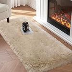 Faux Fur Rug, Beige Small Fluffy Ru