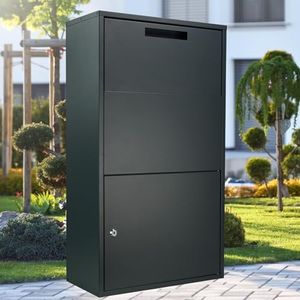 MOCAVI Paketbox 56 - Großzügiger Paketkasten für Zuhause | Paketannahmebox Anthrazit | Sichere Paketannahme mit Schloss | Wetterfeste Paketstation RAL 7016 | Ideal für moderne Wohnstile