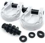 GearAmerica Mega D Ring Shackles for Towing 68,000 lbs Capacity, Stronger Than 3/4" D Rings - Tow Shackle & 7/8" Pin & Washers - Securely Connect Tow Strap/Winch Rope for Off-Road Recovery - White