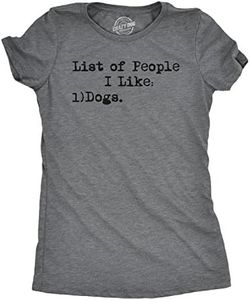 Womens List of People I Like Dogs T shirt Funny Pet Lover Mom Graphic Tee Ladies (Dark Heather Grey) - L