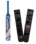 CW Smasher Blue Wooden Cricket Bat Kashmir Willow Cricket Bat Suitable for Leather Ball Size 4 - Full Size (Small Boy Junior Youth Adult) (5 for Age 10-11 Years)