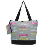 NGIL Canvas Tote Bag with Matching Coin Purse, Teacher Black, Medium