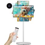 OFD 27 inch Portable TV on Wheels Gen 2nd,6+128GB Storage,Swivel Rotation Touchscreen Monitor 100% sRGB Android 15 OS,Rolling TV with 4K Webcam,9000mAh Battery,Remote Control,EDLA-Certified,Off White