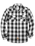 TARAINYA Mens Flannel Plaid Shirts Western Cowboy Pearl Snaps Vintage Button Down Casual Long Sleeve Shirt with Pockets Black White M