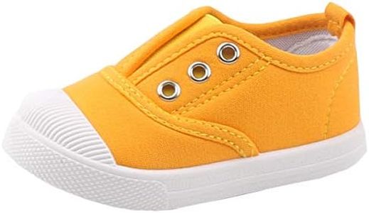 DADAWEN Boy's Girl's Candy Color Canvas Slip-On Lightweight Sneakers Cute Casual Running Shoes Yellow US Size 8 M Toddler