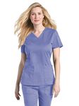 Landau Prewashed Tailored Fit Comfort Stretch 2-Pocket Scrub Top for Women 4125 Ceil Blue