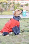 Bark N' Bones nylon Waterproof Dog Raincoat with Hood, Full Body Coverage, Red and Grey, for Large Breeds, Adjustable Design (6XL-30), 1 Count