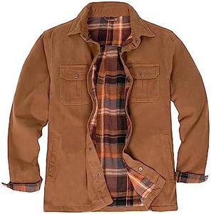 Mens Shirt Jacket,Heavy Washed Rugged Cotton Shirt Jackets,Outdoorsy Utility Jacket(Full Flannel Lined) YC L