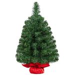 Yaheetech 2ft/60cm Mini Christmas Tree Artificial Tabletop Christmas Tree 67 PVC Tips Xmas Tree with Cement Base