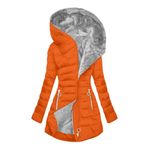 Mrat Fleece Jacket Women Winter Plus Size Parka Coats Thick Fleece Lined Warm Hooded Pea Coats Overcoats Zip Up Outerwear With Fuffly Hood Plus Size Padded Quilted Jacket Trench Coats A Orange Orange