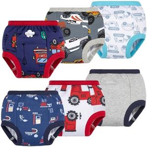 BIG ELEPHANT Baby Boys'and Girls 6 Pack Toddler Potty Training Pants 100% Cotton Waterproof Underpants