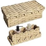 Navaris Woven Storage Baskets with Scalloped Edges - Convertible & Durable Basket Set - Bins For Organizing Bathroom Bedroom & Living Room Storage - Small & Large Wicker Bin