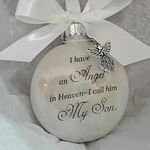 Christmas Memorial Baubles Son Grave Ornaments Feather Ball With Angel White Christmas Tree Remembrance Decorations Bereavement Gift To Remember Loved Ones Xmas Gift