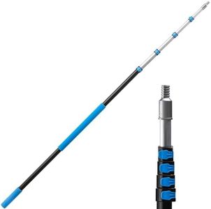 6-30 ft Long Telescopic Extension Pole, Multi-Purpose Extendable Pole with Universal Twist-on Metal Tip, Lightweight Sturdy Aluminum Telescoping Pole for Painting, Dusting and Window Cleaning