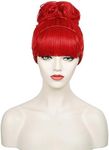 Red Wig with Bangs Bun for Women, M