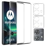 Pkila Tempered Glass for Motorola Moto Edge 40 Neo Screen Protector with Camera Lens Protector[2+2 Pack], 3D Curved Full Coverage HD Clear, Shatterproof Premium Quality Guard Protective Film