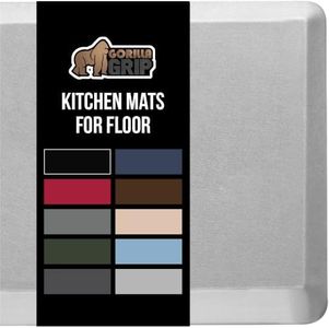 GORILLA GRIP Cushioned Anti Fatigue Mats for Kitchen Floor, Ergonomic Standing Office Desk Mat, Waterproof Scratch Resistant Pebbled Top, Supportive Comfort Padded Rugs, 20x32, 3/4" Thick, Light Gray