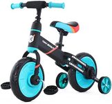 UBRAVOO Balance Bike for 2-5 Years Old Boys&Girls, 12 Inch 4-in-1 Toddler Walking Bicycle with Detachable Training Wheels & Pedals(JL102, Blue)