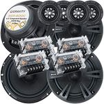 2 Pairs of Gravity 600C 6.5-Inch 2-Way Car Audio Component Speakers System 6-1/2 Inches (4 Bass, 4 Tweeters, 4 Crossovers)