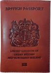 Moirento, UK Passport Cover, 4 Credit Card Slots, RFID Blocking, Passport Holders, Slim, British, Leather, Tan, Brown, Travel Wallet, Men, Women, (BRN)