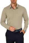 COOFANDY Mens Dress Shirts Wrinkle Free Long Sleeve Button Down Shirt Formal Business Casual Shirts Light Khaki