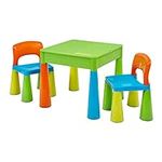 Liberty House Toys Plastic Multi-Coloured Children's 5-in-1 Activity Table and Chairs Set for Construction, Writing, Storage & Sand and Water Play, Ideal Size, H465 x W510 x D530mm