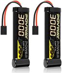 POVWAY 8.4V 3000mAh RC NiMH Battery with Traxzas Plug for RC Car Traxxas LOSI Associated HPI Kyosho Tamiya Hobby - 2 Pack (3000mAH 7-Cell x 2)