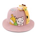 VRITRAZ Printed Breathable Babypink Zoo Kids Bucket Hat for Boys and Girls, Summer Sun Protection, 3 to 10 Years