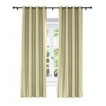 ChadMade Elegant Vintage Polyester Cotton Silk Solid Curtain Khaki 120" W x 102" L, Antique Bronze Grommet Silk Satin Drapes Window Treatment Panels with Blackout Lined (1 Panel)