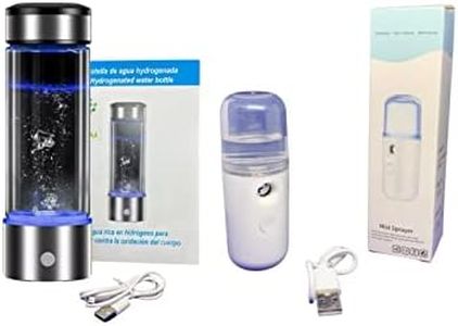 2VABU Pack Bouteille d'eau hydrogénée portable + Vaporisateur d'eau, Générateur d'eau d'hydrogène, Machine à eau hydrogénée avec cathode et anode en platine, Ioniseur d'eau alcaline, 450 ml