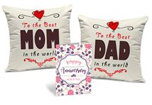 TIED RIBBONS Gift for Fathers Day Mothers Day Birthday Anniversary Dad Mom Parents Set of 2 Printed Cushion Cover Pillow with Fillers (12x12inch)