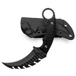 KIASLORE Karambit Knife - D2 Steel Fixed Blade Knife, Camping Knife, Survival Knives & Hunting Knives EDC tool with Snake pattern Handle & Knife Sheath