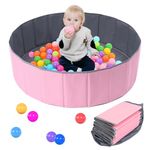 Hojalis Ball Pit, Foldable Kids Baby Ball Pit, 80cm Kids Play Ball Pool, Portable Ocean Ball Pool, Nursery Baby Playpen, Baby Round Ball Pit for Baby Toddler Boys Girls Dogs Indoor Outdoor (Pink)