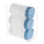 KOEMEHR Small Bin Bag Dispenser Holder, Wall Mounted Acrylic Storage Box Dispenser Holder for Small Bin Liners, Trash Bag, Garbage Bag, Wastebasket Liners, Carrier Bag, Plastic Bags, Transparent
