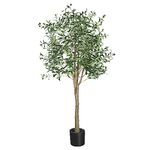 YOLEO 6FT Artificial Olive Tree Tall Faux Silk Olive Planet with Lifelike Olive Leaves Fake Olive Tree for Home Office Indoor Decor