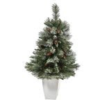 Nearly Natural Artificial Christmas Tree, Styrofoam, Metal, PVC, Hardneedle, Iron Wire, Flocking, Green, 3.5ft