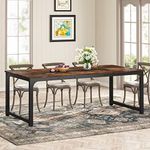 Tribesigns 78.7"x39.4" Dining Table, Industrial Kitchen Table for 8-10 Person, Rectangular Dinner Table for Dining Room Kitchen Living Room, with Heavy Duty Metal Legs, Rustic Brown