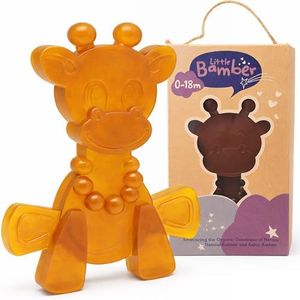 Bambeado LittleBamber Baby Teething Toy - Made with Natural Rubber & Amber Elements - Gentle Support, Easy to Hold, Simple to Clean - Cute Giraffe Teether Toy - Alternative to Amber Teething Necklace