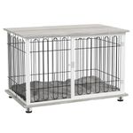 PawHut Dog Crate Furniture, Indoor Dog Kennel Side End Table with Soft Washable Cushion, Lockable Door, for Large Dogs