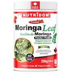 Nutridom Organic Moringa Leaf Powder 250g, Non-GMO, Natural, No Additives, Provides antioxidants - 2 month supply