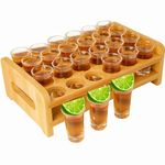 Gift Set-Shot Glasses Set 24pcs 0.5oz/15ml Mini Shot Glasses with Tray Holder Organizer Thick Base Clear Glass Cups Glassware for Party Club Bar Spirit Tasting Tool Set of 24