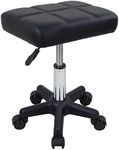 FURWOO Rectangle Rolling Stool with Wheels Swivel Stool Chair Spa Stool for Salon Massage Home Kitchen Black