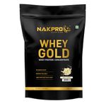 NAKPRO Gold Whey Protein Concentrate 1kg Vanilla | 25.5g Protein, 5.6g BCAA | Trustified Certified 100% Authentic Supplement Powder & No Adulteration | Fast Absorbing Whey Protein Powder