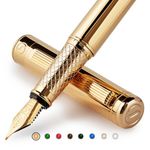 Scriveiner Luxury Fountain Pen - Stunning Gold Pen, 24K Gold Finish, Schmidt 18K Gilded Nib (Medium), Converter, Best Pen Gift Set for Men & Women, Professional, Executive, Office, Nice Pens