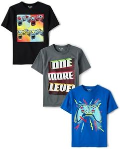 The Childrens Place Boys Kids T-Shirt 3-Pack, Short Sleeve Graphic, Controller SquareOne MoreController, Small