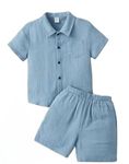Kids Boy's Clasical Cotton Cord Set Half Sleeve Shirt & Shorts Summer Clothing Sets for Baby boys, Kids (6-12 Months, Sky)