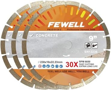 FEWELL 9 Inch Diamond Blade, Segmented General Purpose Blade Dry/Wet Cutting Concrete, Masonry, Brick, Block，Stone (3 Packs)