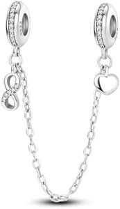 Parmuz 925 Cadena de seguridad de plata esterlina para pulsera Amor Mariposa Mal de ojo Tapón Espaciador Charm Clip Charms Colgantes Colgantes Cuentas Joyería Regalo para Mujeres